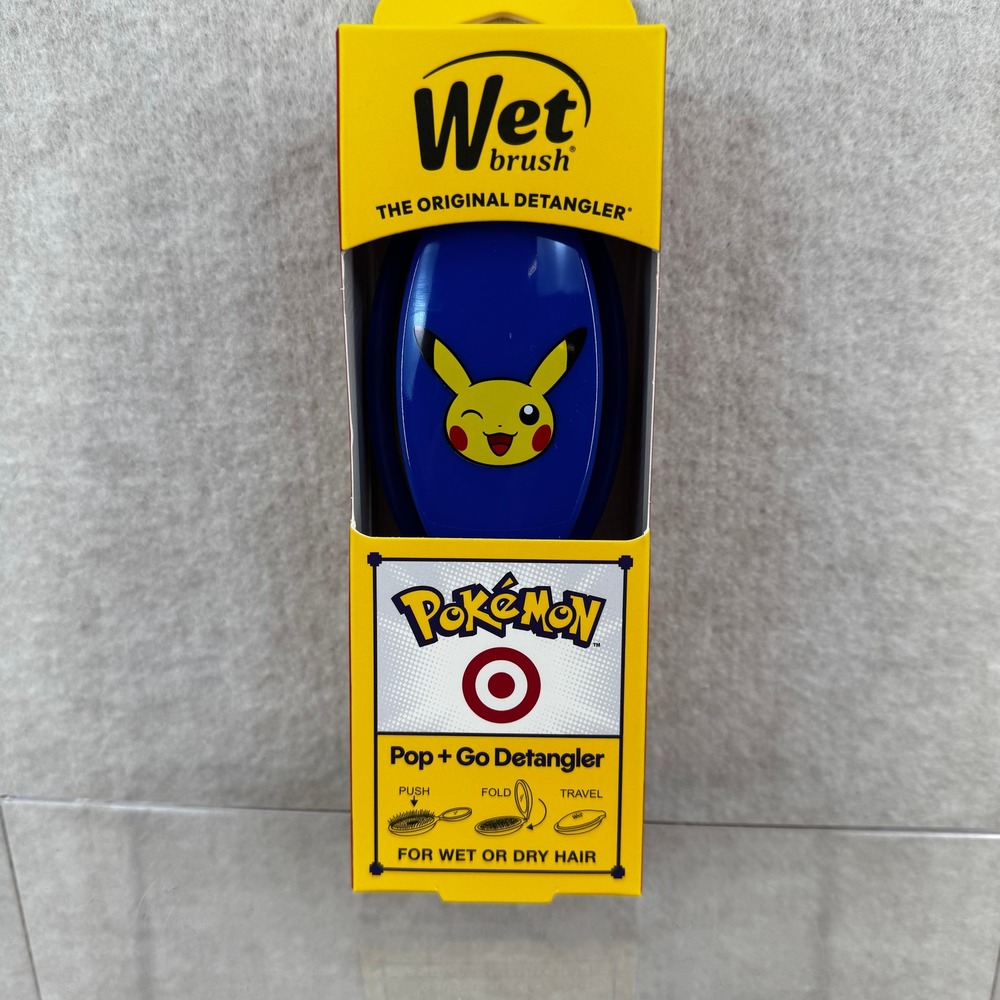 Pokemon x Target Wet Brush Pikachu Pop + Go Detangler Travel Hair Brush Blue New